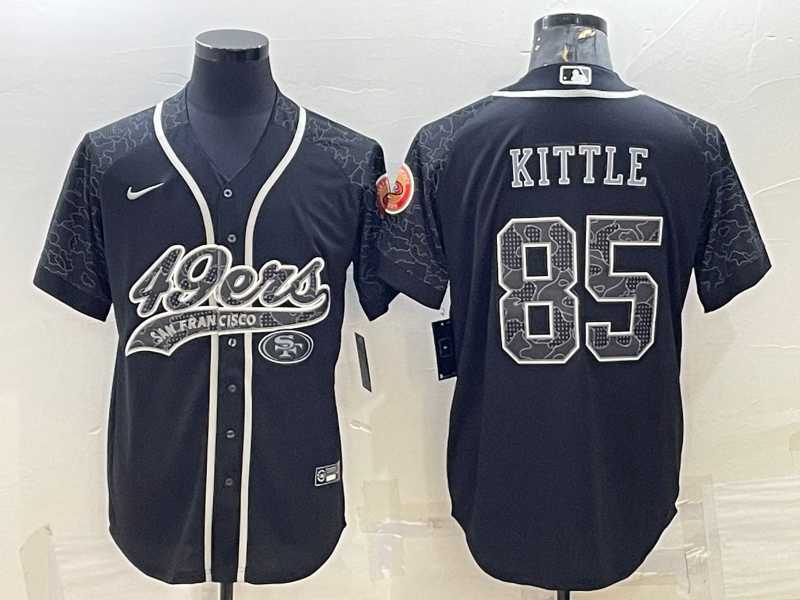Men%27s San Francisco 49ers #85 George Kittle Black Reflective With Patch Cool Base Stitched Baseball Jersey->san francisco 49ers->NFL Jersey